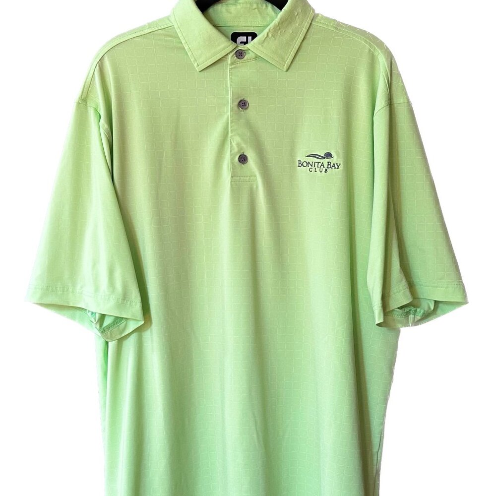Foot Joy FJ Bonita Bay Golf Club Bright Yellow/Green Polo Shirt